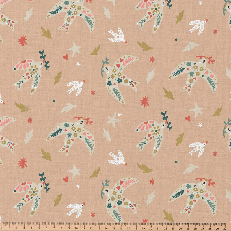 Algodón estampado CELESTE Rosa / Coral